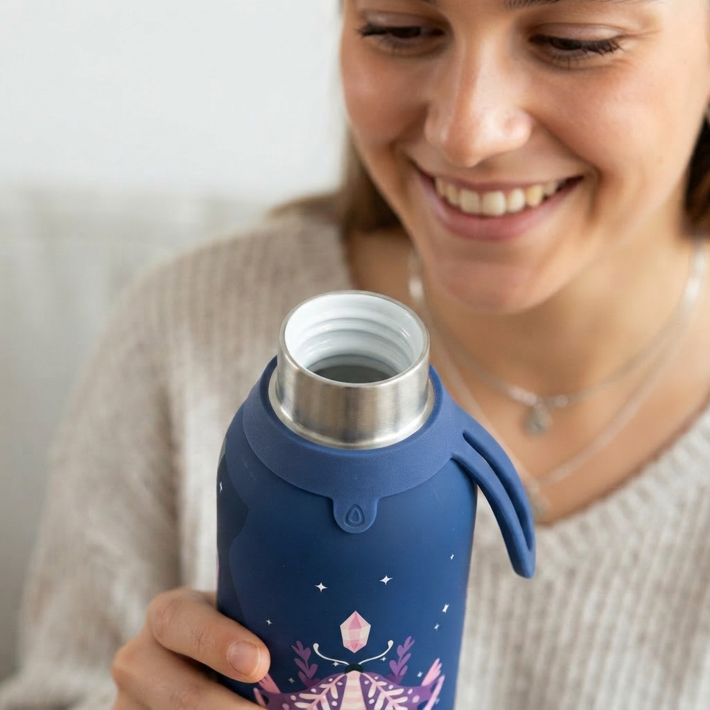 Botella Térmica de Acero Inoxidable con Interior Cerámico y Doble Tapón – Mystic Night | Aurea