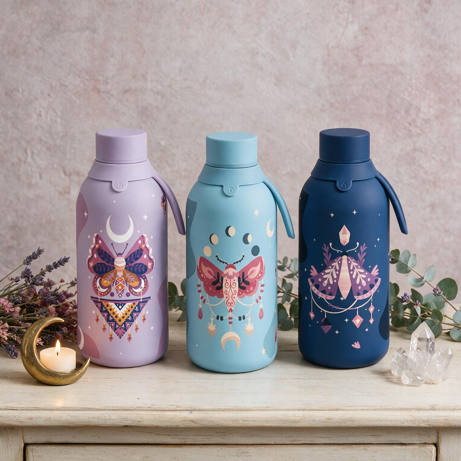 Botella Térmica de Acero Inoxidable con Interior Cerámico y Doble Tapón – Mystic Night | Aurea