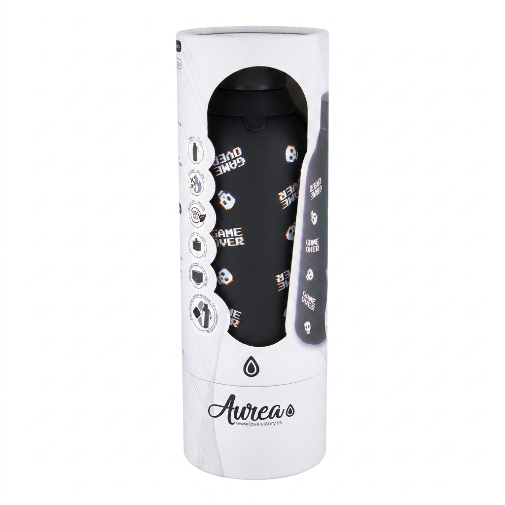 Botella Térmica de Acero Inoxidable con Interior Cerámico y Doble Tapón – Arcade Skull | Aurea