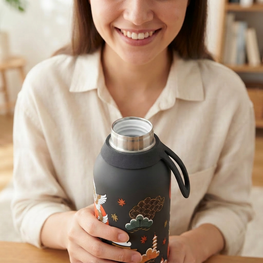 Botella Térmica de Acero Inoxidable con Interior Cerámico y Doble Tapón – Tokyo Sky | Aurea