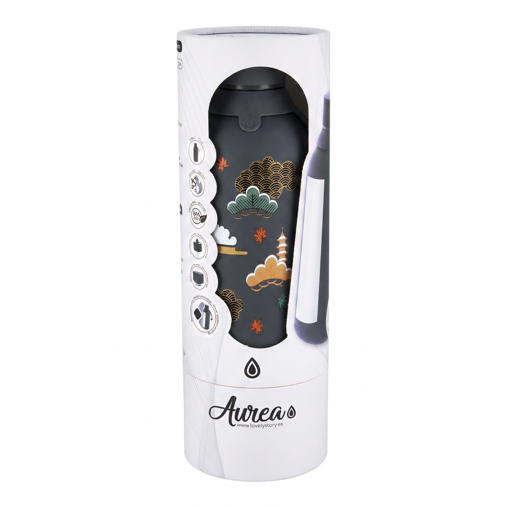 Botella Térmica de Acero Inoxidable con Interior Cerámico y Doble Tapón – Tokyo Sky | Aurea