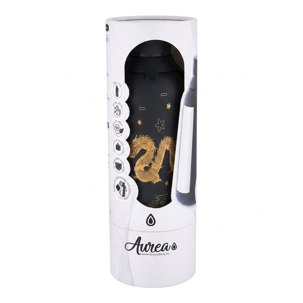 Botella Térmica de Acero Inoxidable con Interior Cerámico y Doble Tapón – Dragon Spirit | Aurea