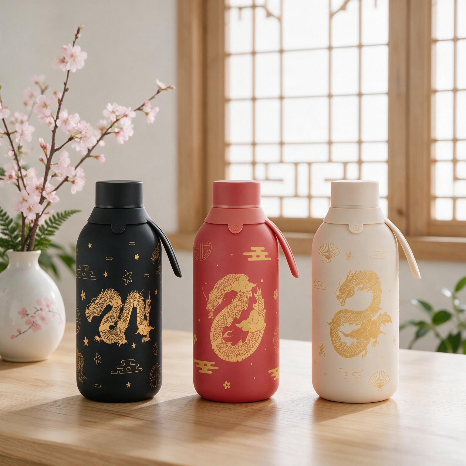 Botella Térmica de Acero Inoxidable con Interior Cerámico y Doble Tapón – Dragon Spirit | Aurea