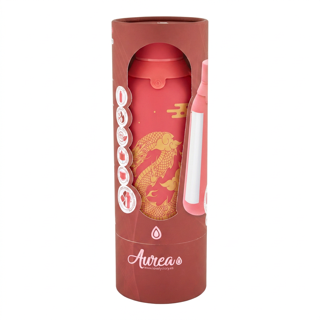 Botella Térmica de Acero Inoxidable con Interior Cerámico y Doble Tapón – Dragon Spirit | Aurea