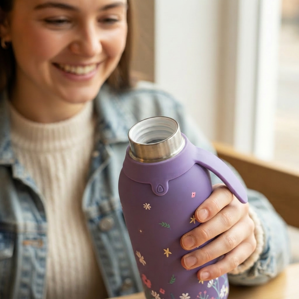 Botella Térmica de Acero Inoxidable con Interior Cerámico y Doble Tapón – Sweet Breeze | Aurea