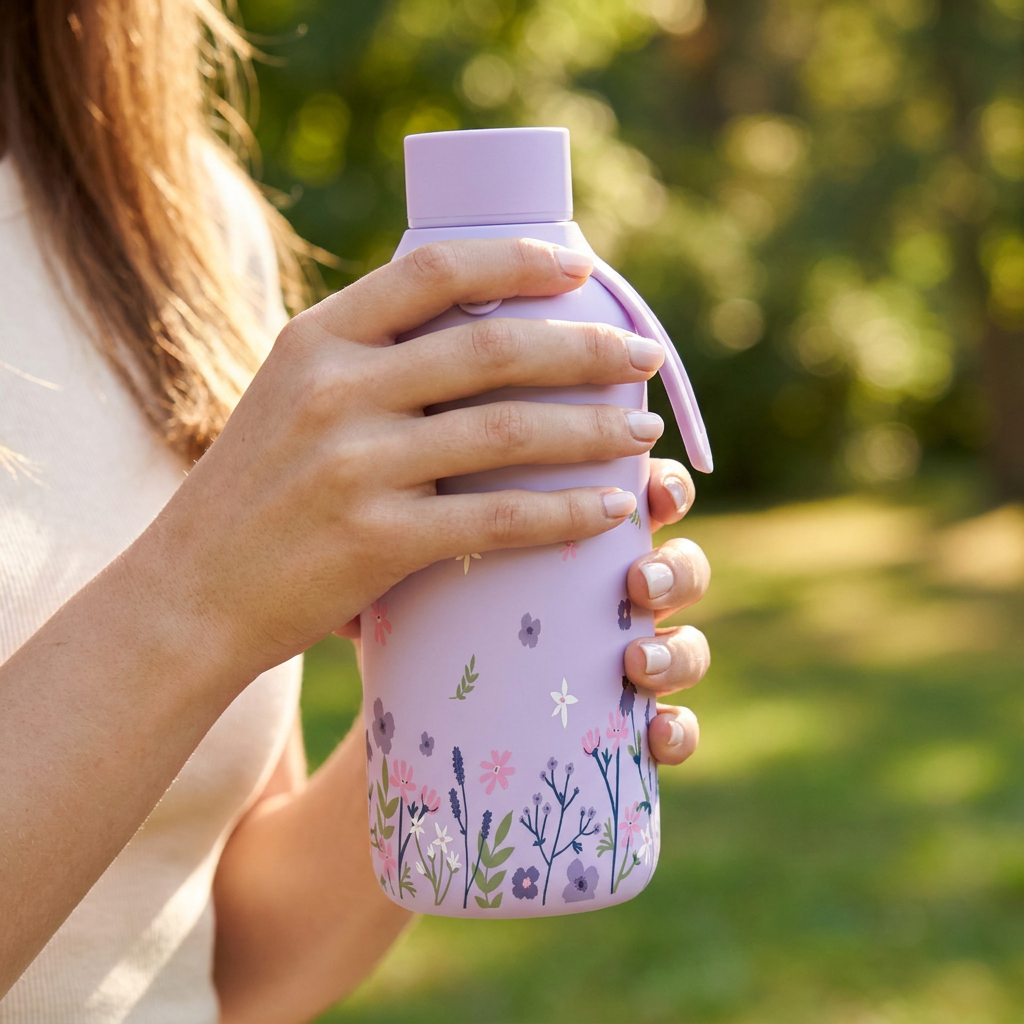Botella Térmica de Acero Inoxidable con Interior Cerámico y Doble Tapón – Sweet Breeze | Aurea