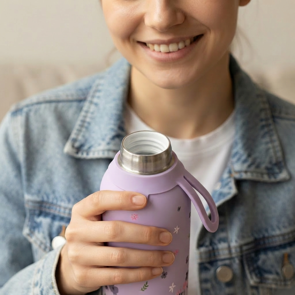 Botella Térmica de Acero Inoxidable con Interior Cerámico y Doble Tapón – Sweet Breeze | Aurea