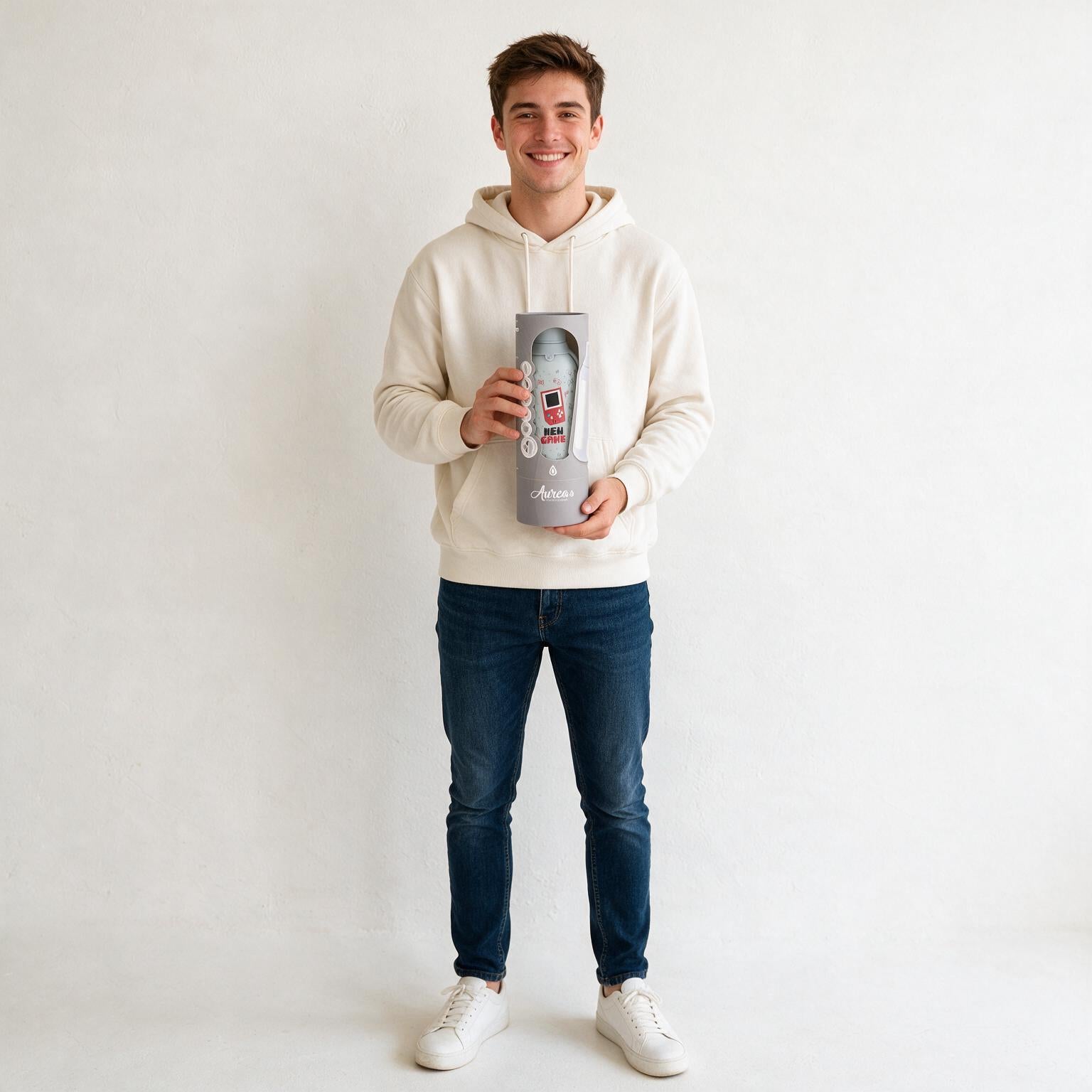 Botella Térmica de Acero Inoxidable con Interior Cerámico y Doble Tapón – Pixel Gaming | Aurea