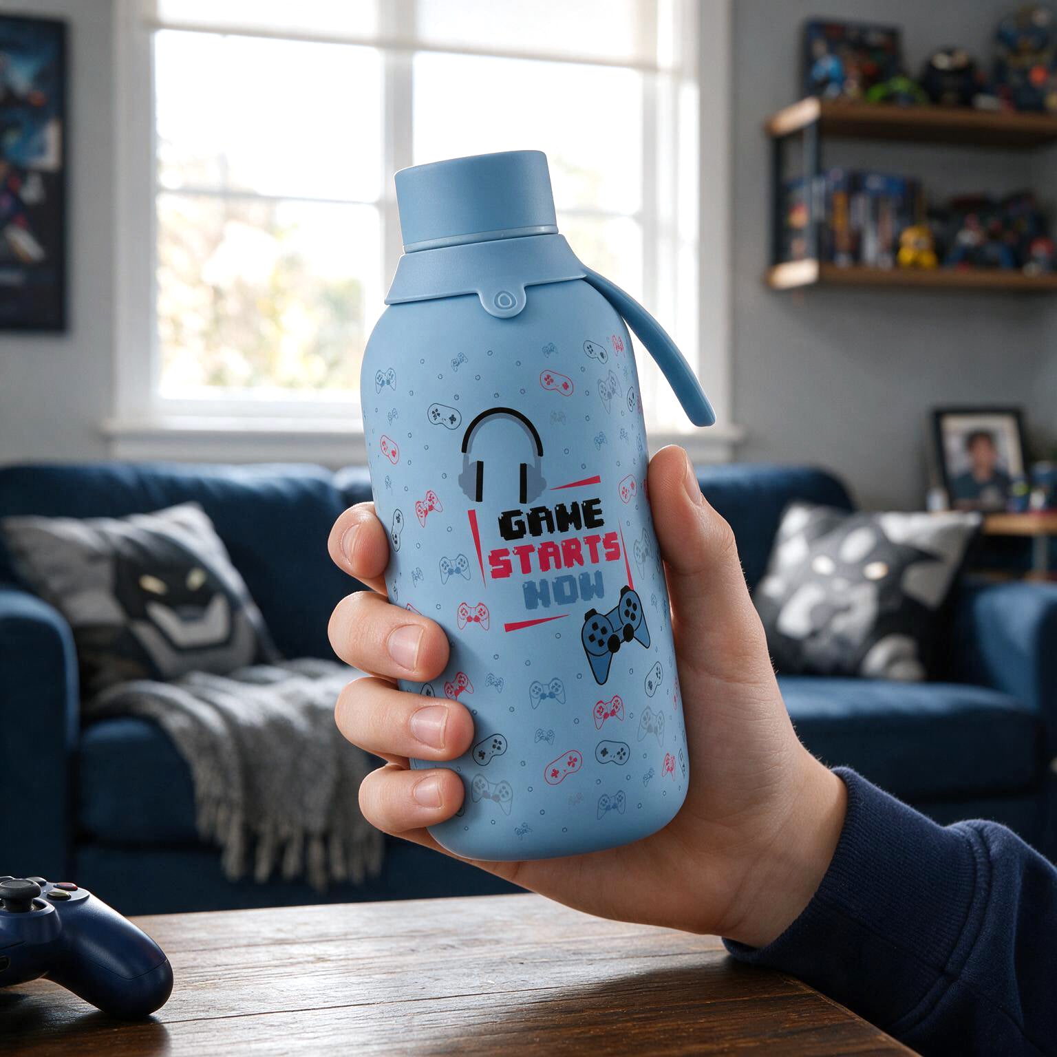 Botella Térmica de Acero Inoxidable con Interior Cerámico y Doble Tapón – Pixel Gaming | Aurea