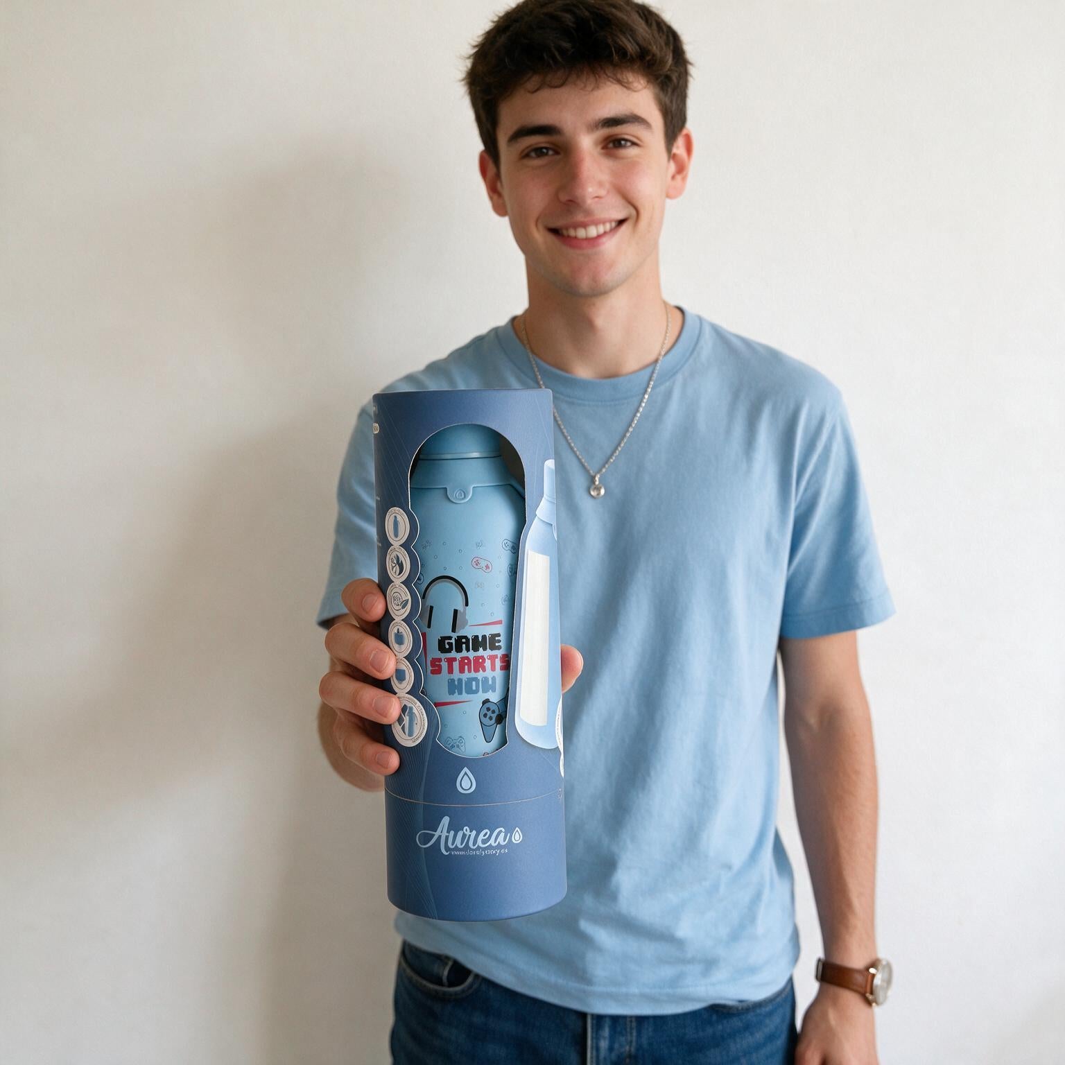 Botella Térmica de Acero Inoxidable con Interior Cerámico y Doble Tapón – Pixel Gaming | Aurea