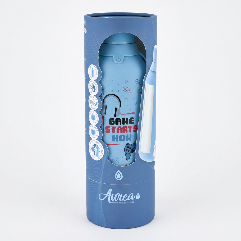 Botella Térmica de Acero Inoxidable con Interior Cerámico y Doble Tapón – Pixel Gaming | Aurea
