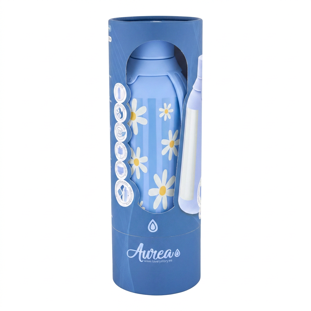 Botella Térmica de Acero Inoxidable con Interior Cerámico y Doble Tapón – Floral Picnic | Aurea
