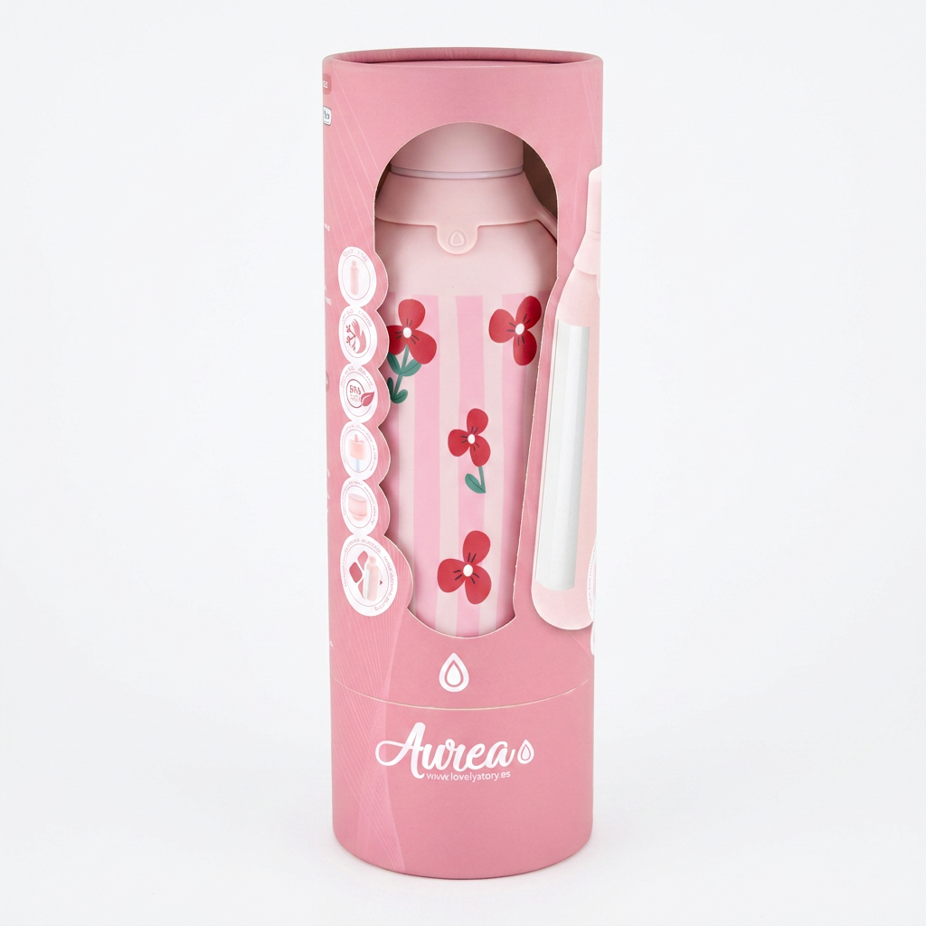 Botella Térmica de Acero Inoxidable con Interior Cerámico y Doble Tapón – Floral Picnic | Aurea
