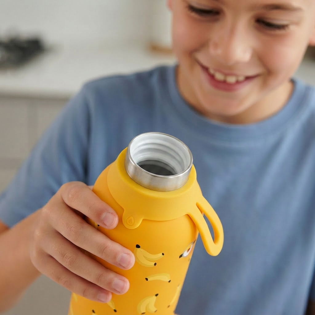 Botella Térmica Interior Cerámico + Doble Tapón - Yellow Gang | Aurea Kids