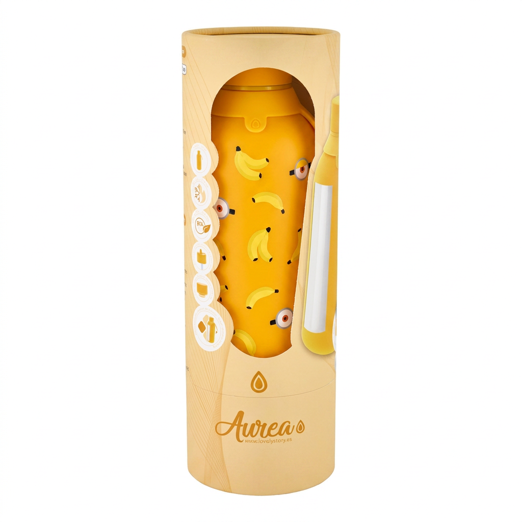 Botella Térmica Interior Cerámico + Doble Tapón - Yellow Gang | Aurea Kids