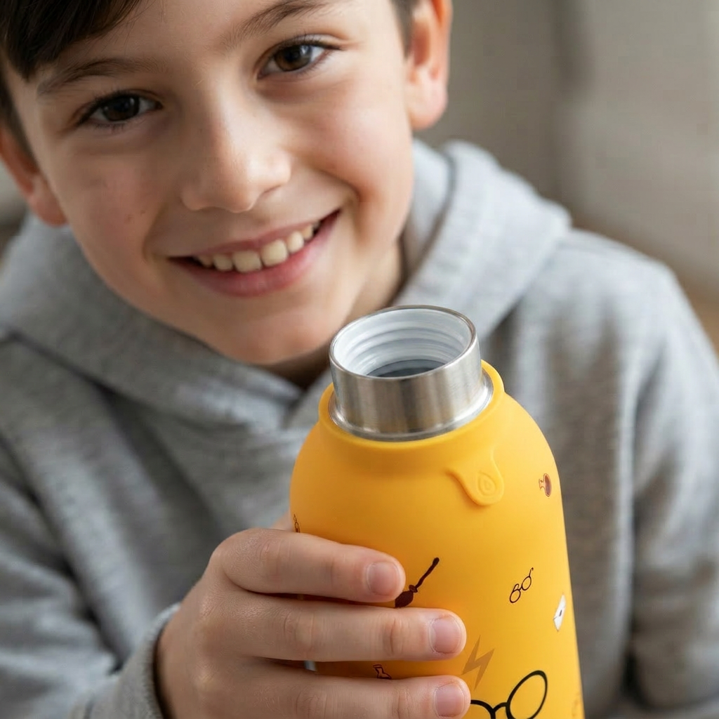 Botella Térmica Interior Cerámico + Doble Tapón - Wizard School | Aurea Kids