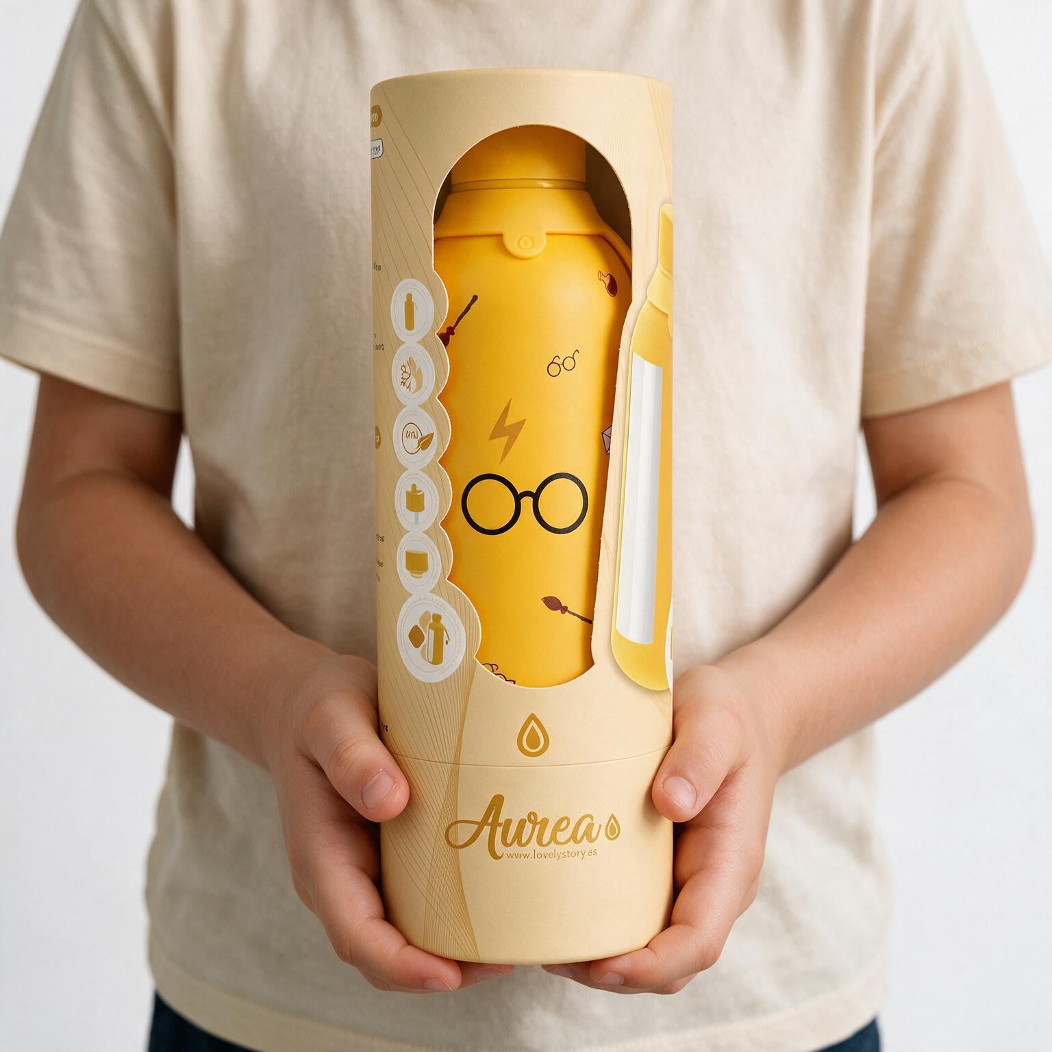 Botella Térmica Interior Cerámico + Doble Tapón - Wizard School | Aurea Kids