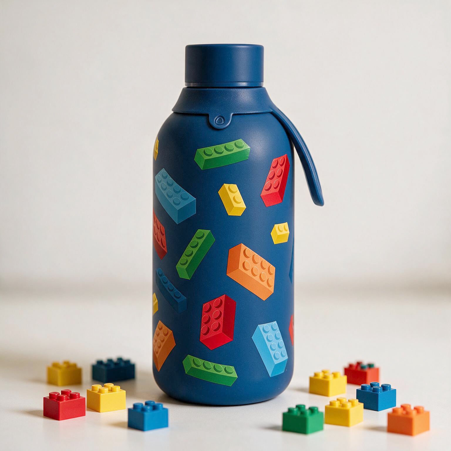 Botella Térmica Interior Cerámico + Doble Tapón - Block Build | Aurea Kids