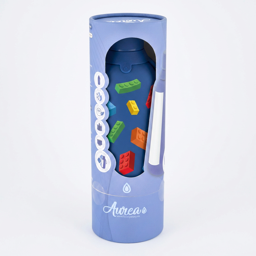 Botella Térmica Interior Cerámico + Doble Tapón - Block Build | Aurea Kids