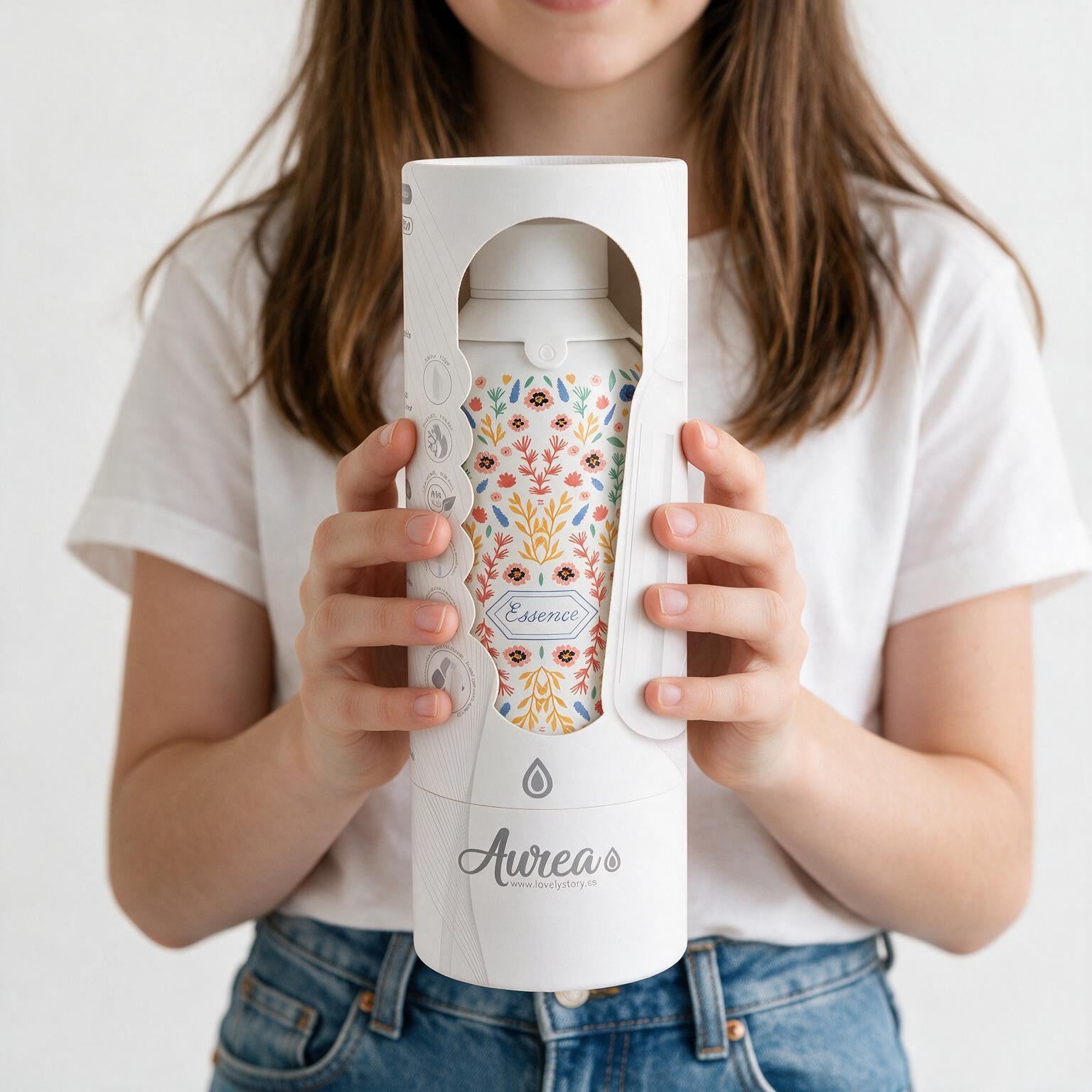 Botella Térmica de Acero Inoxidable con Interior Cerámico y Doble Tapón – Floral Essence | Aurea
