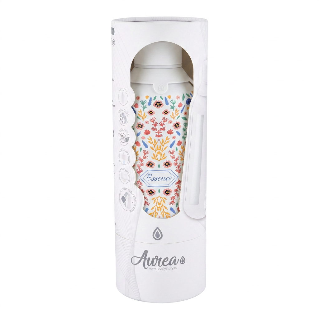 Botella Térmica de Acero Inoxidable con Interior Cerámico y Doble Tapón – Floral Essence | Aurea