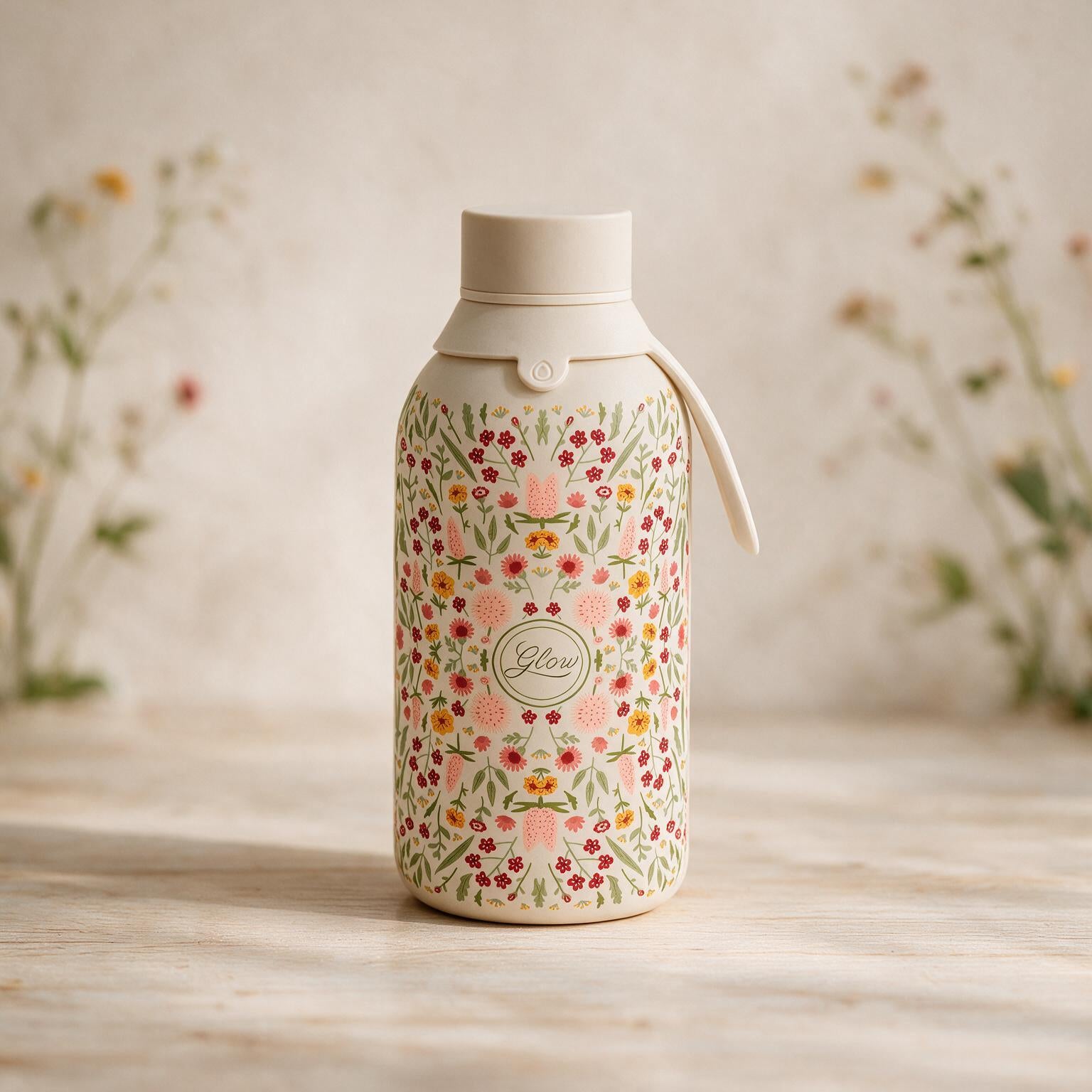 Botella Térmica de Acero Inoxidable con Interior Cerámico y Doble Tapón – Floral Essence | Aurea