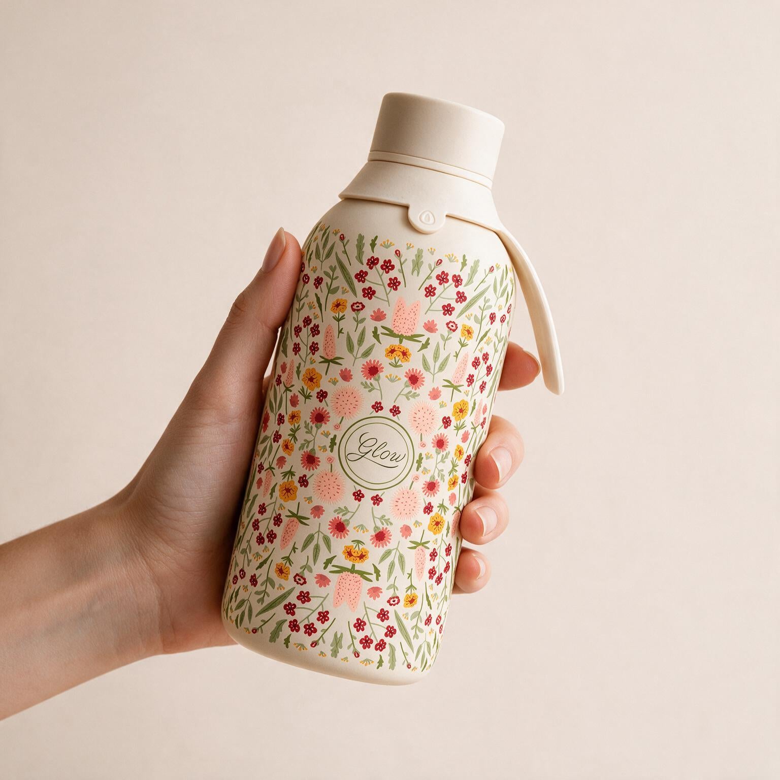Botella Térmica de Acero Inoxidable con Interior Cerámico y Doble Tapón – Floral Essence | Aurea