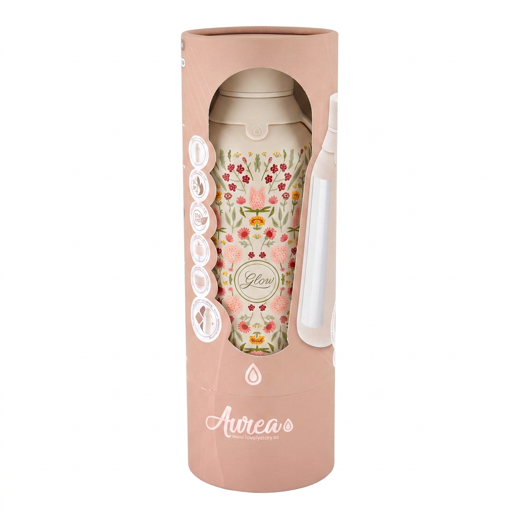 Botella Térmica de Acero Inoxidable con Interior Cerámico y Doble Tapón – Floral Essence | Aurea