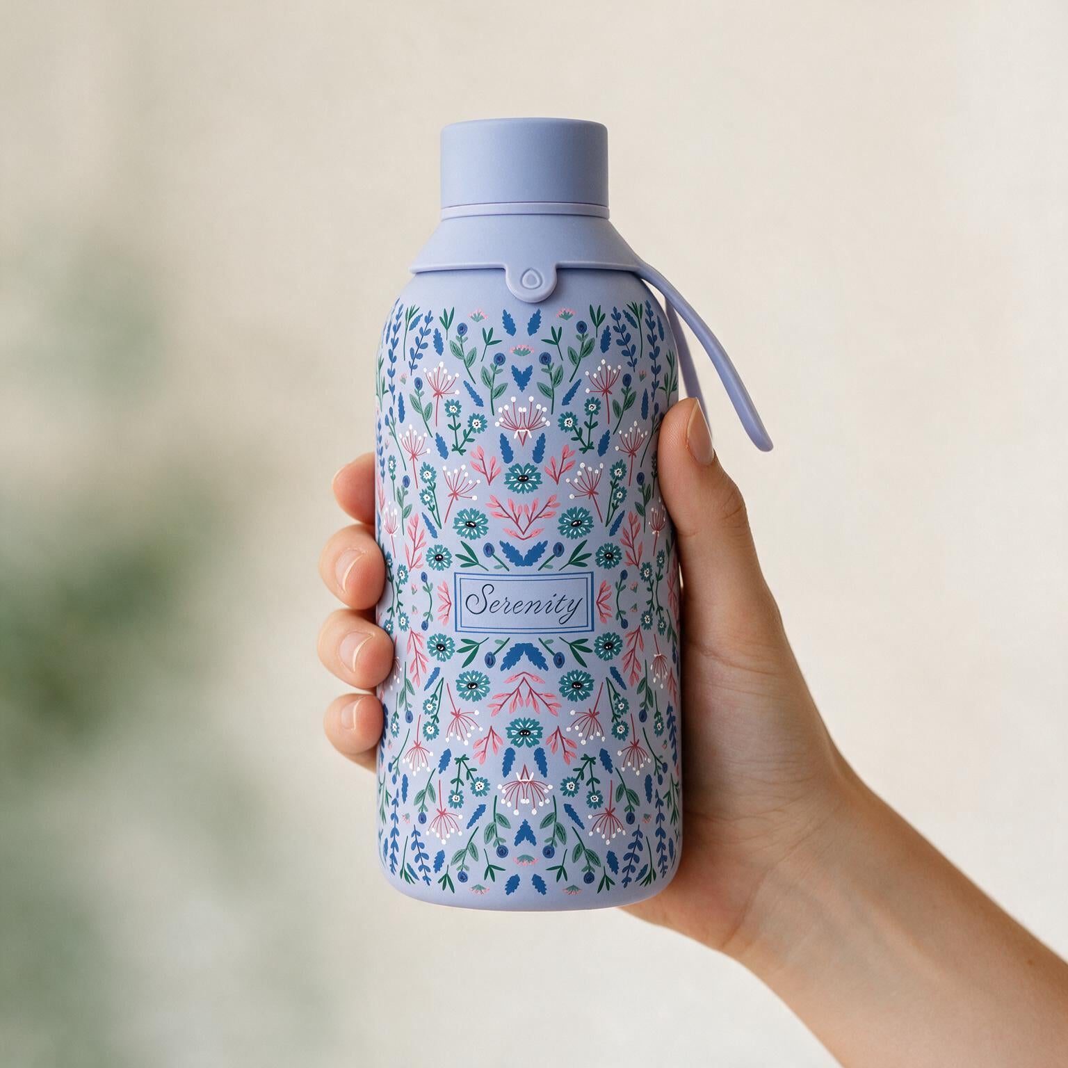 Botella Térmica de Acero Inoxidable con Interior Cerámico y Doble Tapón – Floral Essence | Aurea