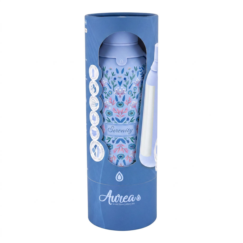 Botella Térmica de Acero Inoxidable con Interior Cerámico y Doble Tapón – Floral Essence | Aurea