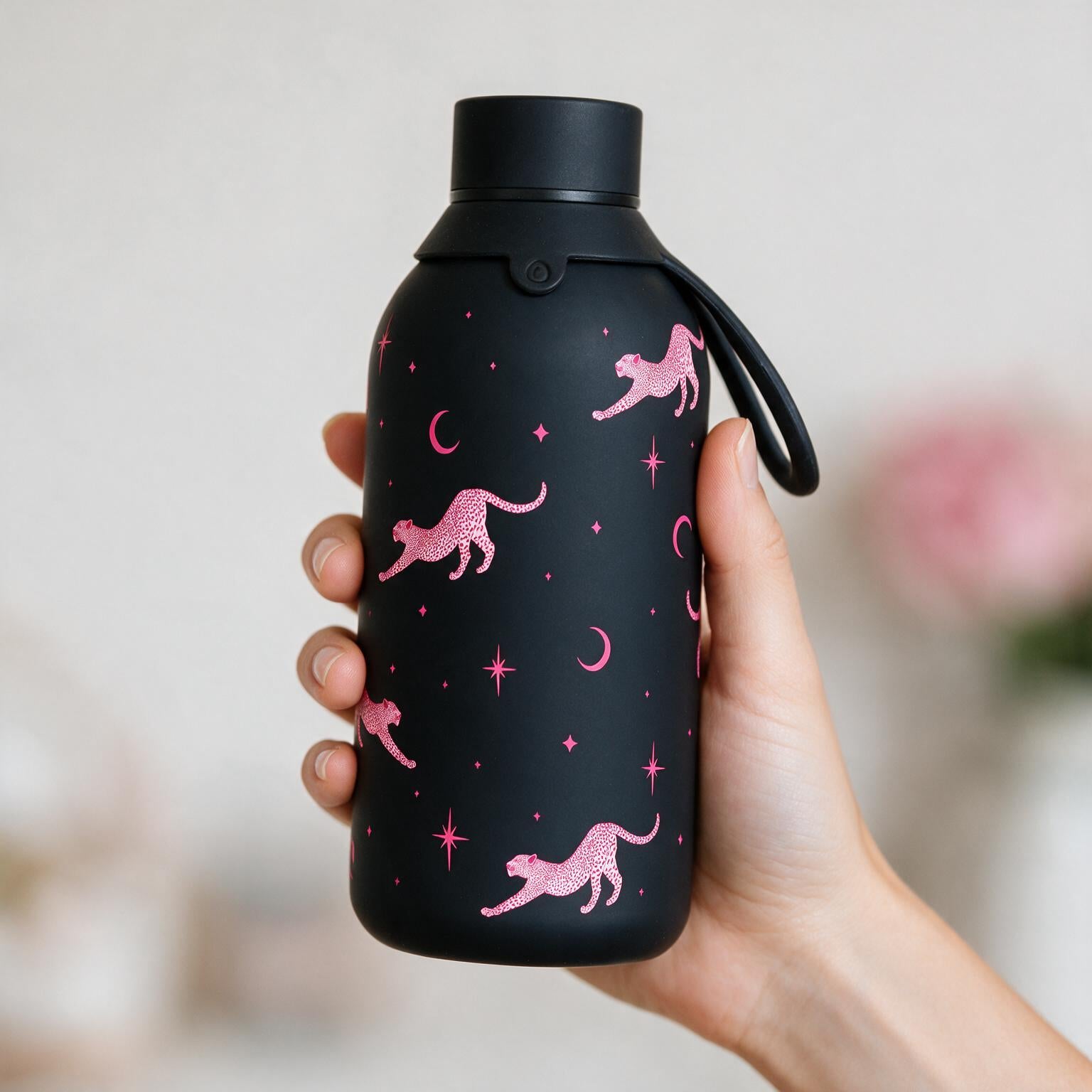 Botella Térmica de Acero Inoxidable con Interior Cerámico y Doble Tapón – Mystic Leopard | Aurea