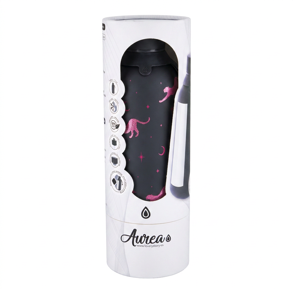 Botella Térmica de Acero Inoxidable con Interior Cerámico y Doble Tapón – Mystic Leopard | Aurea