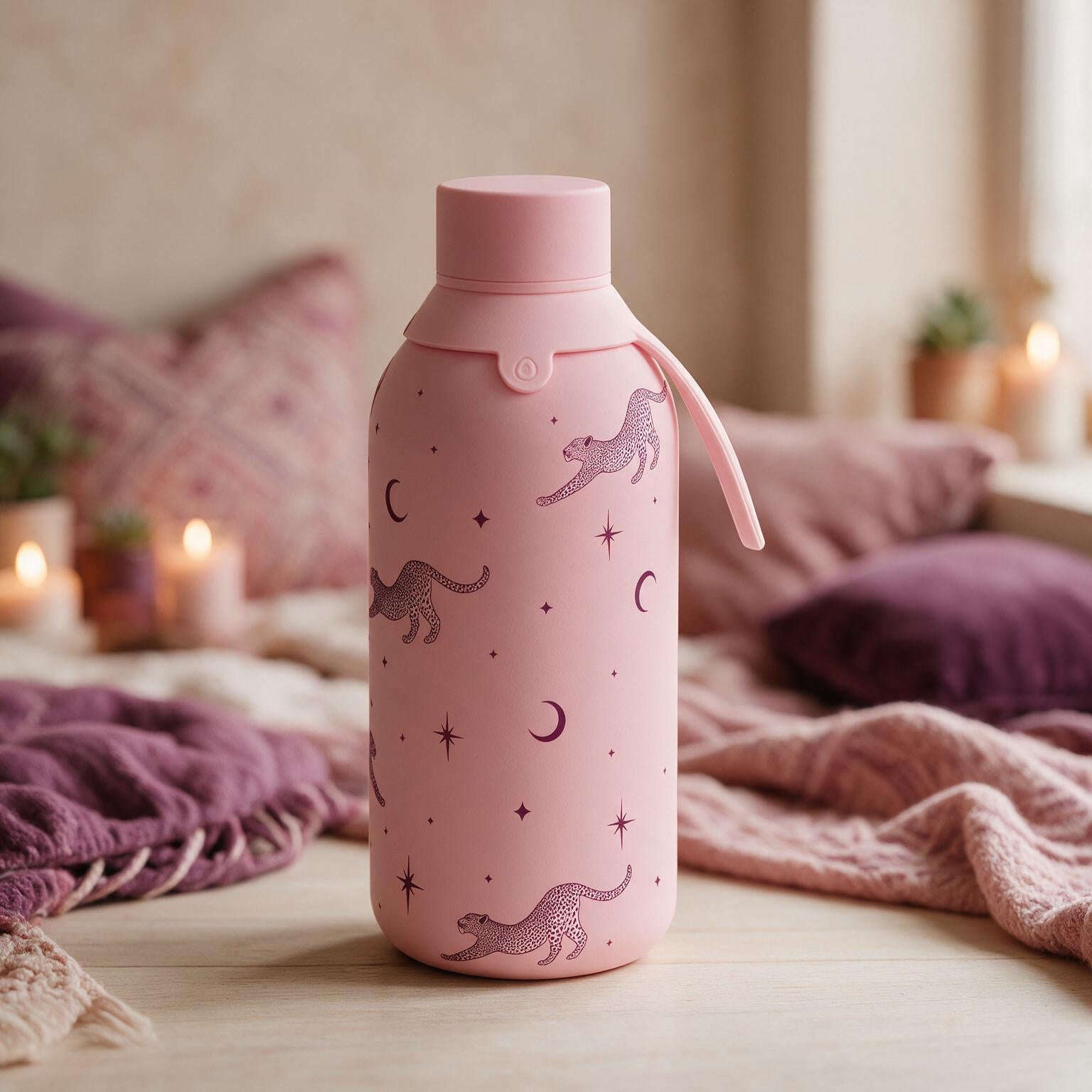 Botella Térmica de Acero Inoxidable con Interior Cerámico y Doble Tapón – Mystic Leopard | Aurea