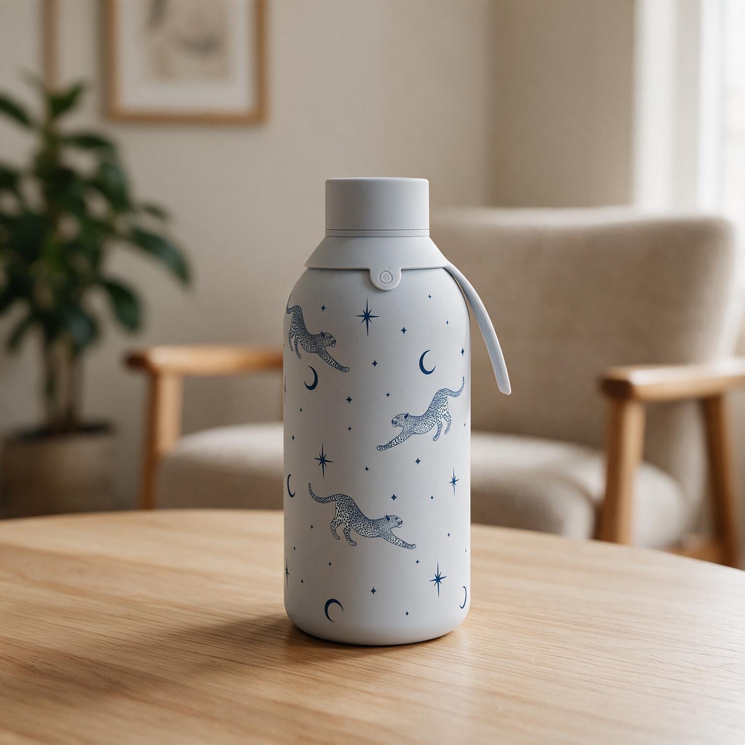 Botella Térmica de Acero Inoxidable con Interior Cerámico y Doble Tapón – Mystic Leopard | Aurea