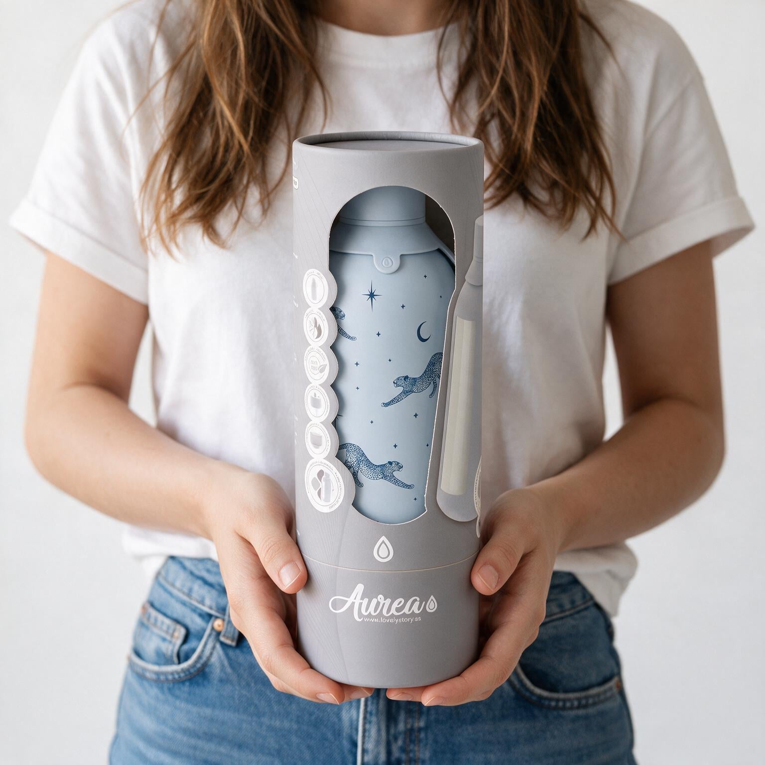 Botella Térmica de Acero Inoxidable con Interior Cerámico y Doble Tapón – Mystic Leopard | Aurea