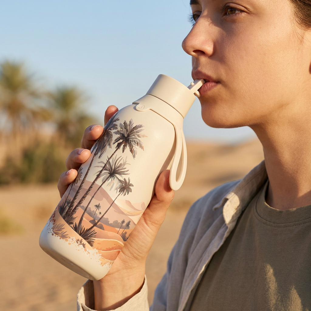 Botella Térmica de Acero Inoxidable con Interior Cerámico y Doble Tapón – Travel Dreams | Aurea