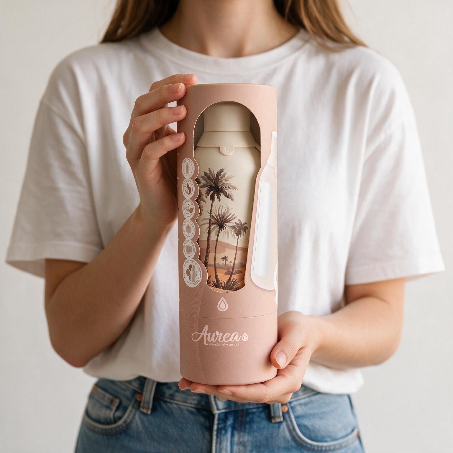 Botella Térmica de Acero Inoxidable con Interior Cerámico y Doble Tapón – Travel Dreams | Aurea