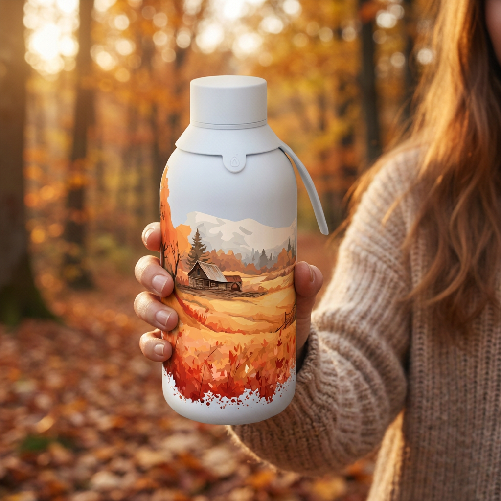 Botella Térmica de Acero Inoxidable con Interior Cerámico y Doble Tapón – Travel Dreams | Aurea