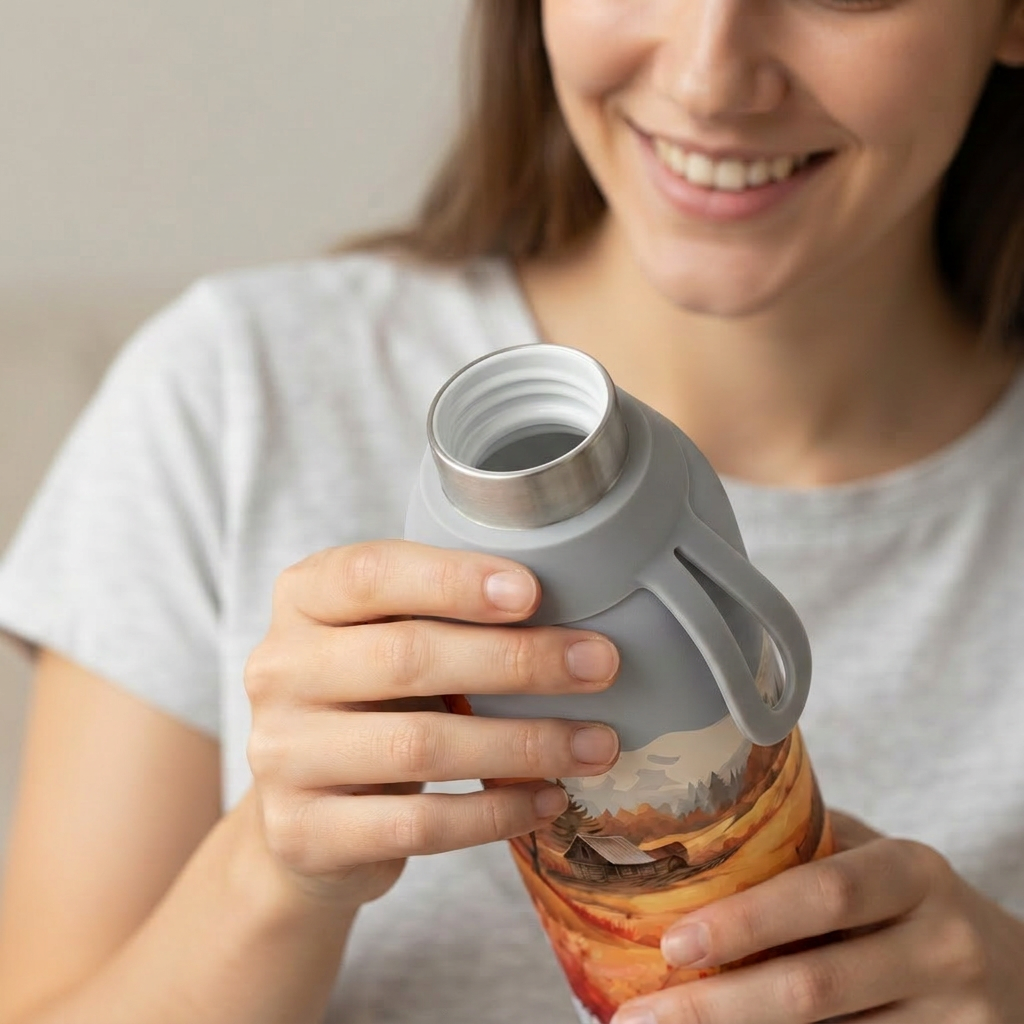 Botella Térmica de Acero Inoxidable con Interior Cerámico y Doble Tapón – Travel Dreams | Aurea