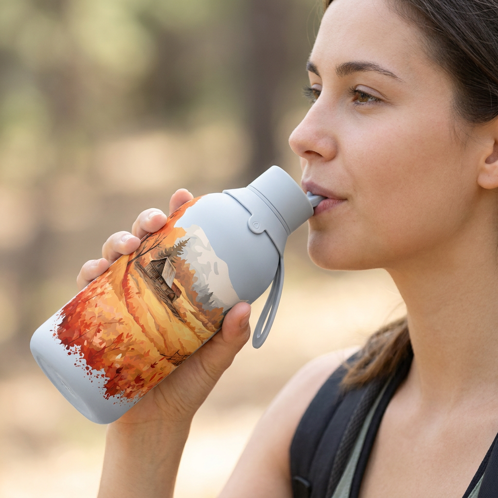 Botella Térmica de Acero Inoxidable con Interior Cerámico y Doble Tapón – Travel Dreams | Aurea