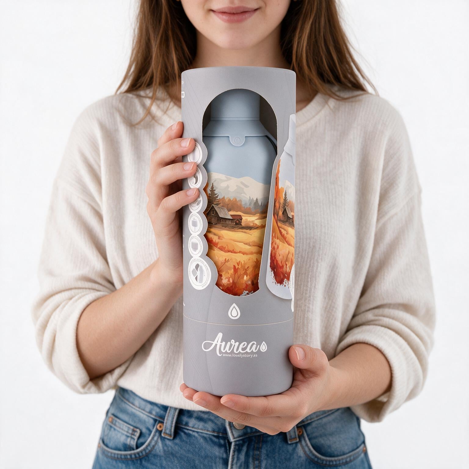 Botella Térmica de Acero Inoxidable con Interior Cerámico y Doble Tapón – Travel Dreams | Aurea