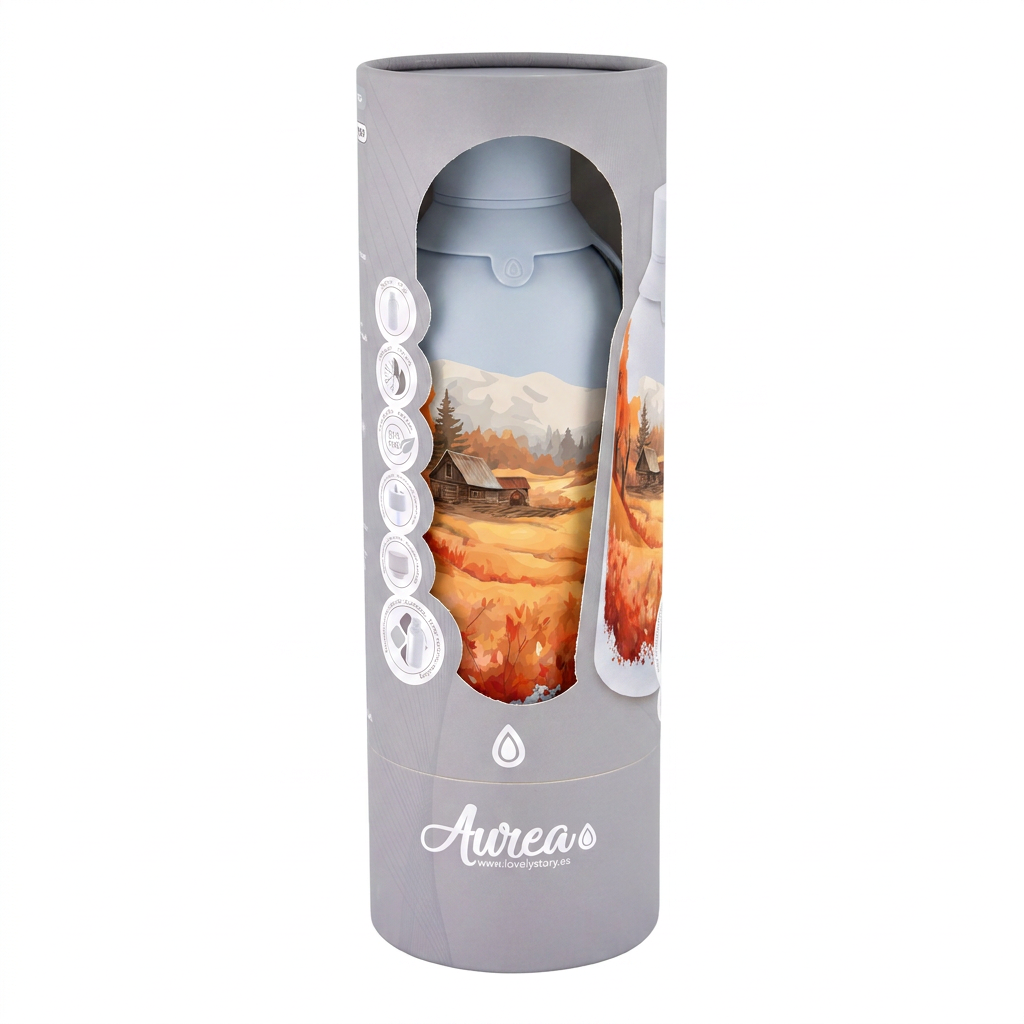 Botella Térmica de Acero Inoxidable con Interior Cerámico y Doble Tapón – Travel Dreams | Aurea