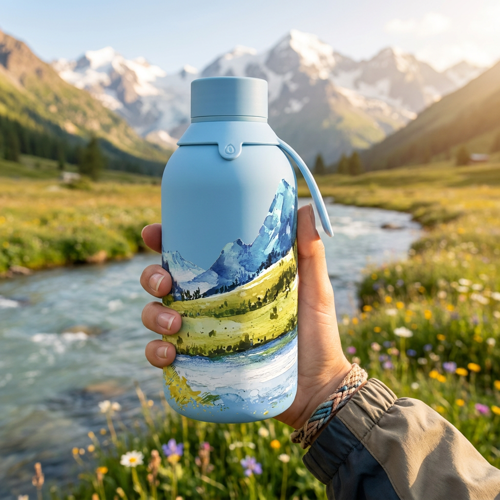 Botella Térmica de Acero Inoxidable con Interior Cerámico y Doble Tapón – Travel Dreams | Aurea
