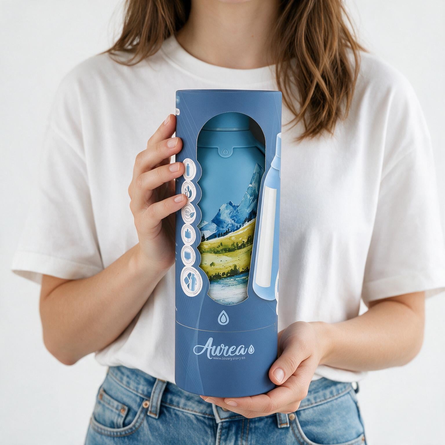 Botella Térmica de Acero Inoxidable con Interior Cerámico y Doble Tapón – Travel Dreams | Aurea