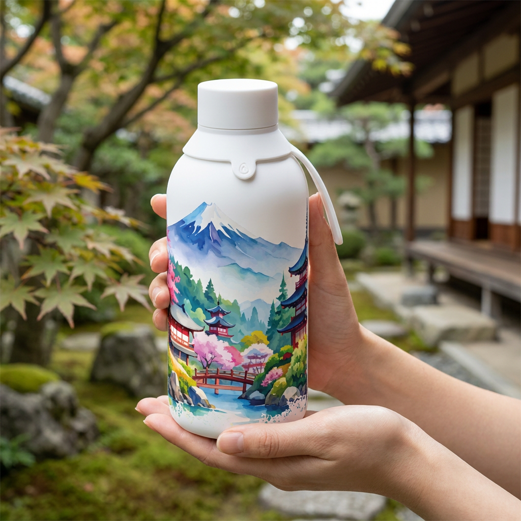 Botella Térmica de Acero Inoxidable con Interior Cerámico y Doble Tapón – Travel Dreams | Aurea