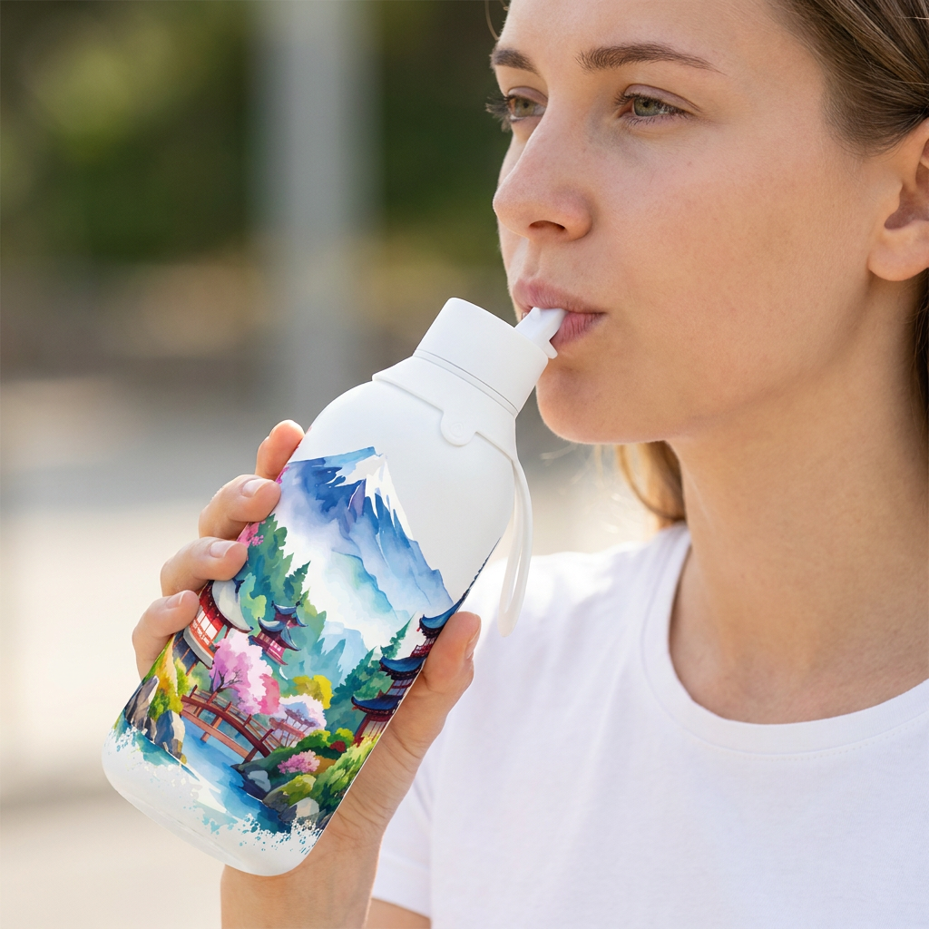 Botella Térmica de Acero Inoxidable con Interior Cerámico y Doble Tapón – Travel Dreams | Aurea