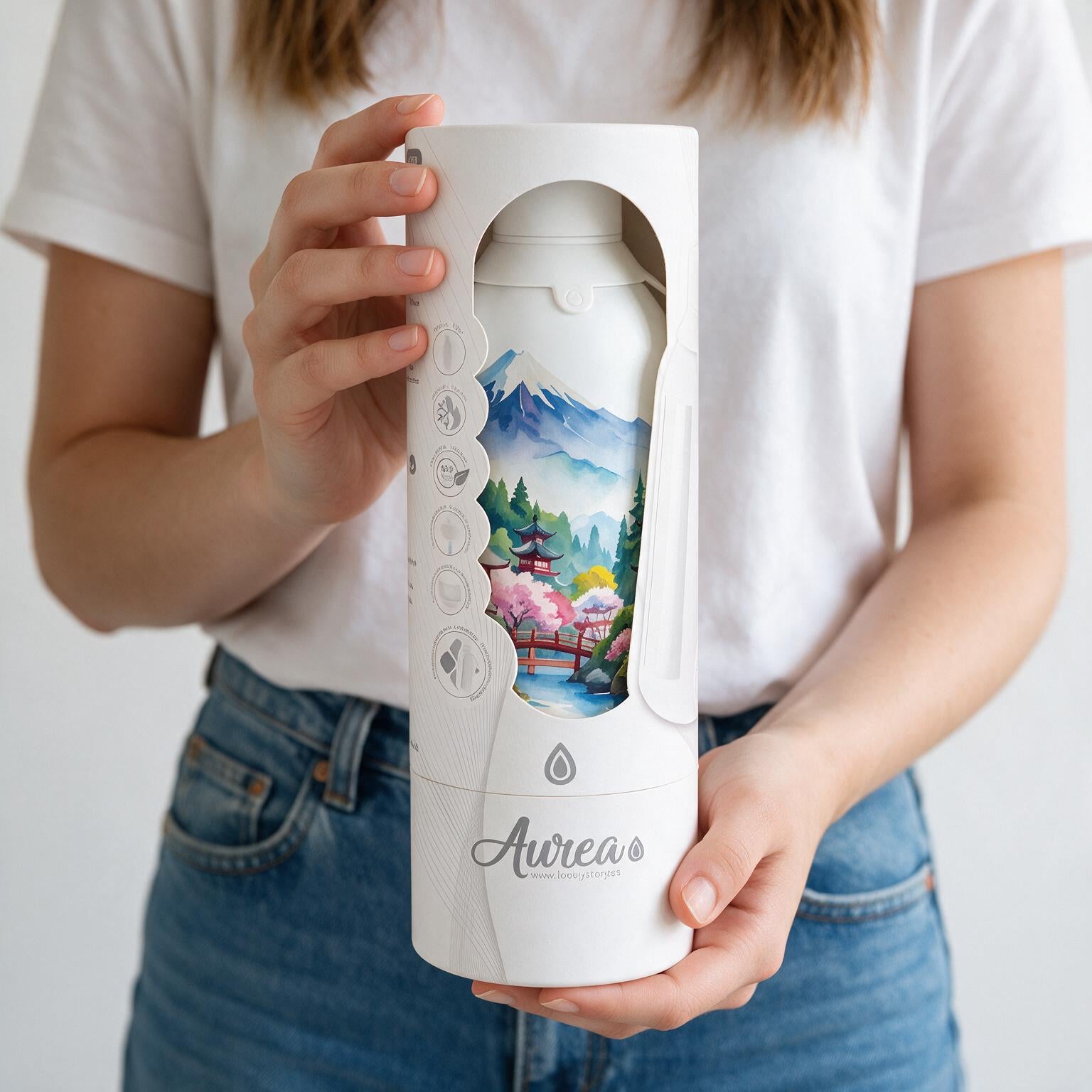 Botella Térmica de Acero Inoxidable con Interior Cerámico y Doble Tapón – Travel Dreams | Aurea