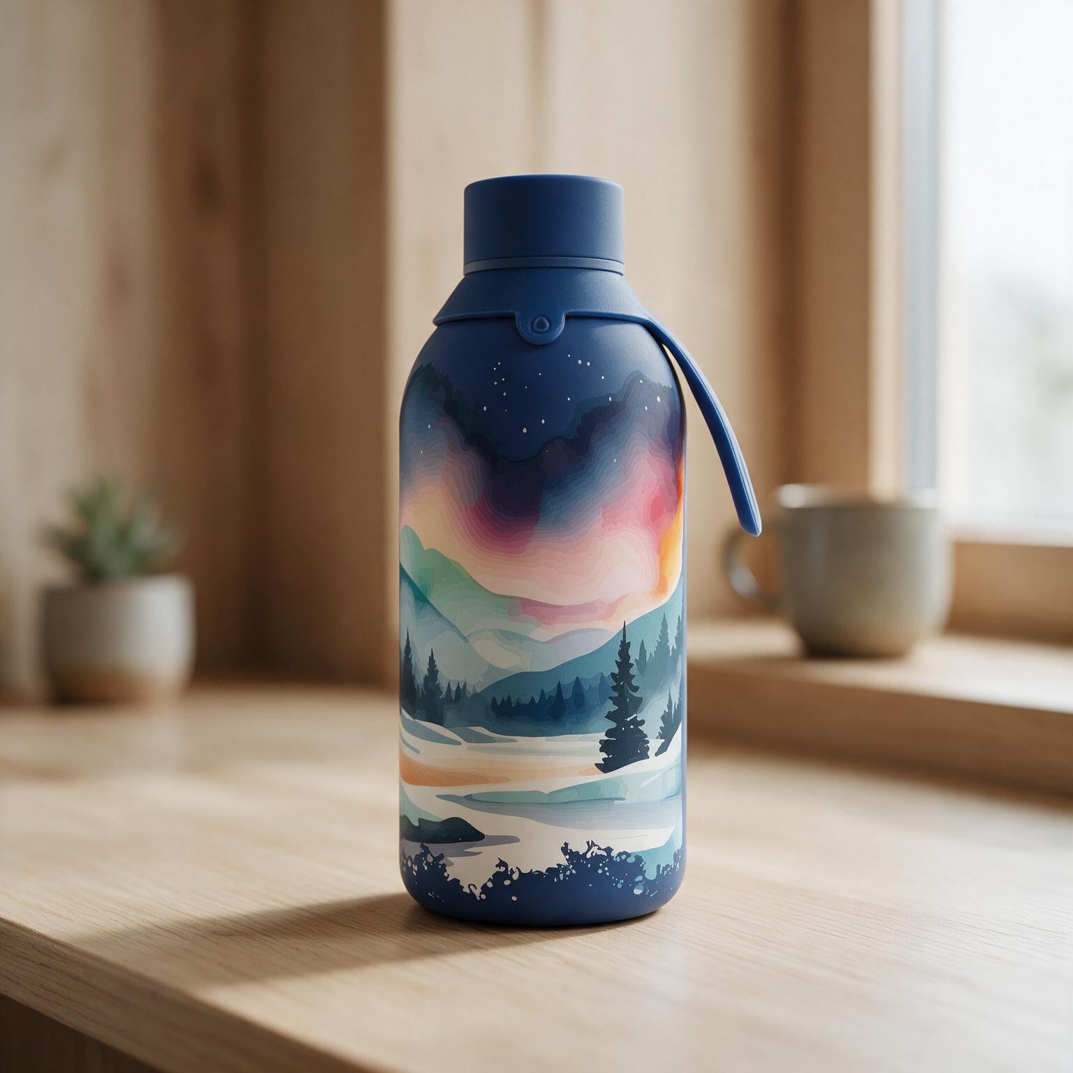 Botella Térmica de Acero Inoxidable con Interior Cerámico y Doble Tapón – Travel Dreams | Aurea