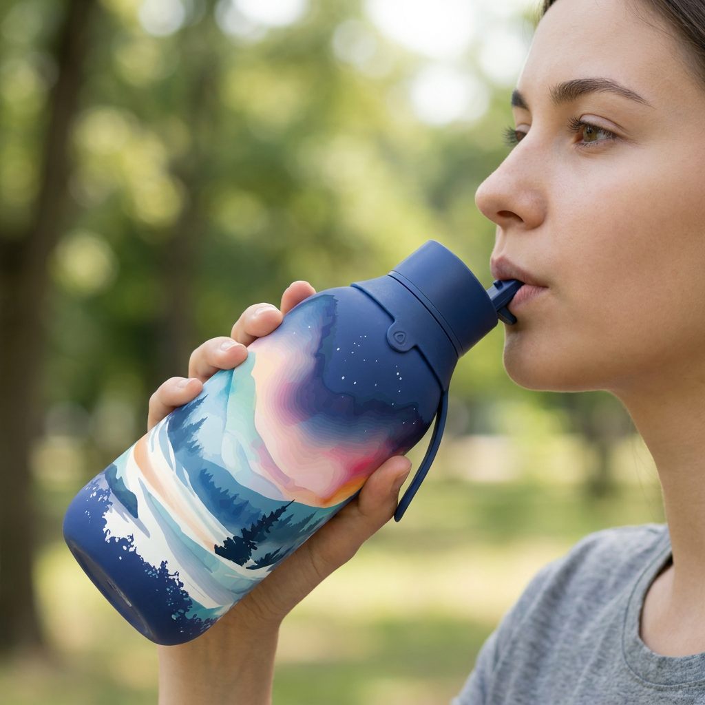 Botella Térmica de Acero Inoxidable con Interior Cerámico y Doble Tapón – Travel Dreams | Aurea