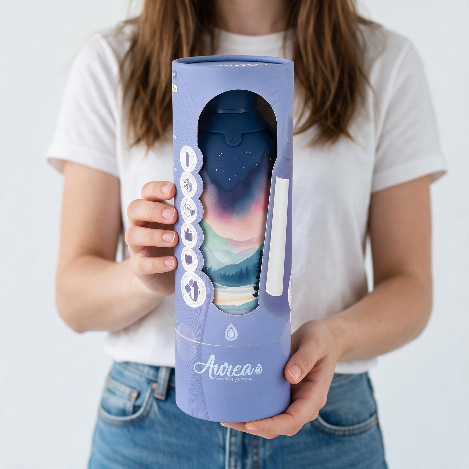 Botella Térmica de Acero Inoxidable con Interior Cerámico y Doble Tapón – Travel Dreams | Aurea